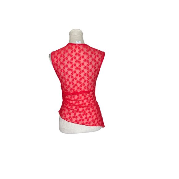 Wild Fable Red Lace Sleeveless Asymmetrical Sheer Top Mesh Fairy Romantic XS NWT - Picture 9 of 9